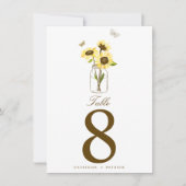 Rustieke zonnebloemen op een tafelnummerkaart van kaart (Voorkant)