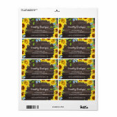 Rustieke zonnebloemen op hout retouradreslabel etiket (Full Sheet)