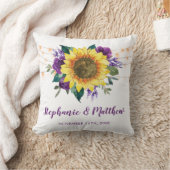 Rustieke zonnebloemen Paarse bloemlichten bruiloft Kussen (Deken)