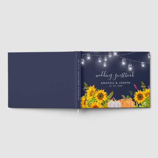 Rustieke Zonnebloemen Pompoen String Lights Bruilo Gastenboek (Volledig)