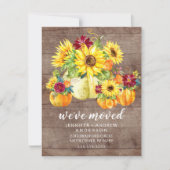 Rustieke Zonnebloemen Pompoenen Bewegende Aankondi Kaart (Voorkant)