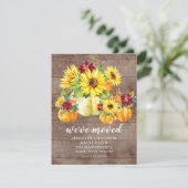 Rustieke Zonnebloemen Pompoenen Bewegende Aankondi Kaart (Staand voorkant)