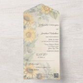 Rustieke Zonnebloemen QR Code All In One Uitnodiging (Binnen)