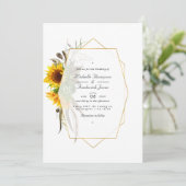Rustieke zonnebloemen QR-code RSVP bohemien huweli Kaart (Staand voorkant)