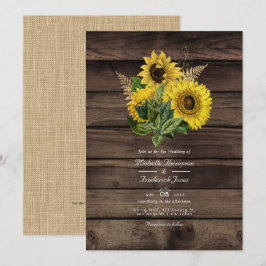 Rustieke Zonnebloemen QR Code RSVP Landelijke Brui Kaart