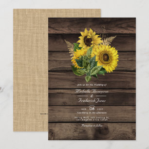 Rustieke Zonnebloemen QR Code RSVP Landelijke Brui Kaart