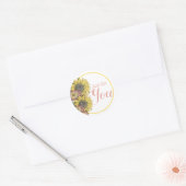 Rustieke zonnebloemen roze geel dank u ronde sticker (Envelop)