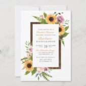 Rustieke Zonnebloemen, Rozen & Hout | Vrijgezellen Kaart (Voorkant)