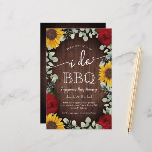 Rustieke Zonnebloemen Rozen Ik doe BBQ Verloving (Voorkant / Achterkant in situ)