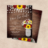 Rustieke Zonnebloemen Rozen Jar Lights Save the Da Briefkaart