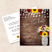 Rustieke Zonnebloemen Rozen Jar Lights Save the Da Briefkaart