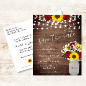 Rustieke Zonnebloemen Rozen Jar Lights Save the Da Briefkaart