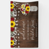 Rustieke Zonnebloemen Rozen Jar String Lights Brui Spandoek (Verticaal)