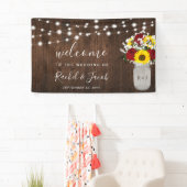 Rustieke Zonnebloemen Rozen Jar String Lights Brui Spandoek (Insitu)