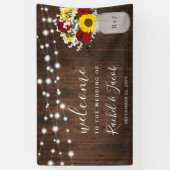 Rustieke Zonnebloemen Rozen Jar String Lights Brui Spandoek (Verticaal)