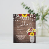 Rustieke Zonnebloemen & Rozen Mason Jar Bruiloft (Staand voorkant)