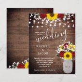 Rustieke Zonnebloemen & Rozen Mason Jar Bruiloft (Voorkant / Achterkant)