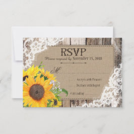 Rustieke zonnebloemen RSVP-kaart RSVP Kaartje