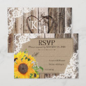 Rustieke zonnebloemen RSVP-kaart RSVP Kaartje (Voorkant / Achterkant)