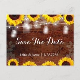 Rustieke zonnebloemen Save The Date ansichtkaart Aankondigingskaart