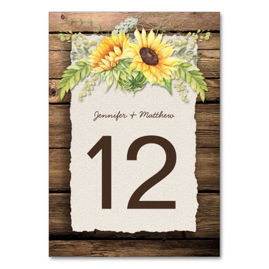 Rustieke Zonnebloemen Schuur Hout Deckle Edge Kaart (Voorkant)