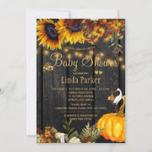 Rustieke zonnebloemen schuur hout herfst baby show kaart (Voorkant)