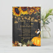 Rustieke zonnebloemen schuur hout herfst baby show kaart (Staand voorkant)