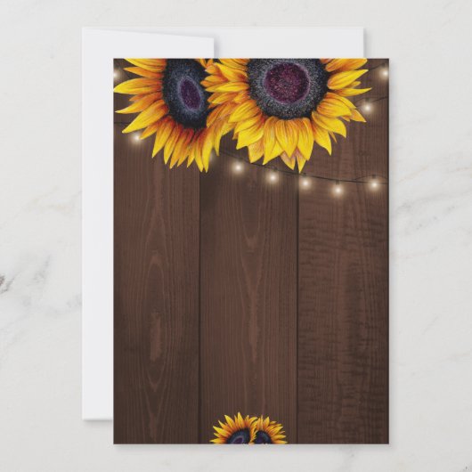 Rustieke zonnebloemen schuur hout housewarming bbq kaart (Achterkant)