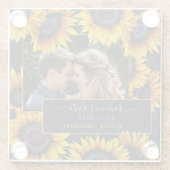 Rustieke zonnebloemen script bruiloft foto opslaan glazen onderzetter (Achterkant)