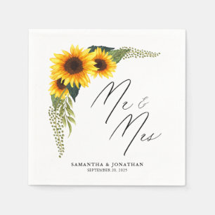 Rustieke Zonnebloemen Script Mr. en Mrs. Wedding Servet