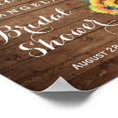 Rustieke zonnebloemen slingerlichten bruidsdouche poster (Hoek)