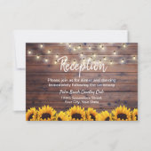 Rustieke zonnebloemen slingerlichten huwelijksrece kaart (Voorkant)