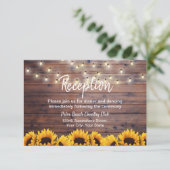 Rustieke zonnebloemen slingerlichten huwelijksrece kaart (Staand voorkant)