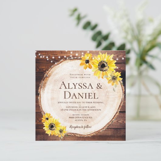 Rustieke Zonnebloemen Strijklichten Hout Gesneden Kaart (Staand voorkant)