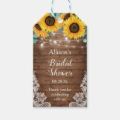 Rustieke Zonnebloemen String Lights Baby Vrijgezel Cadeaulabel (Voorkant)