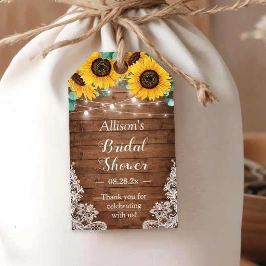 Rustieke Zonnebloemen String Lights Baby Vrijgezel Cadeaulabel