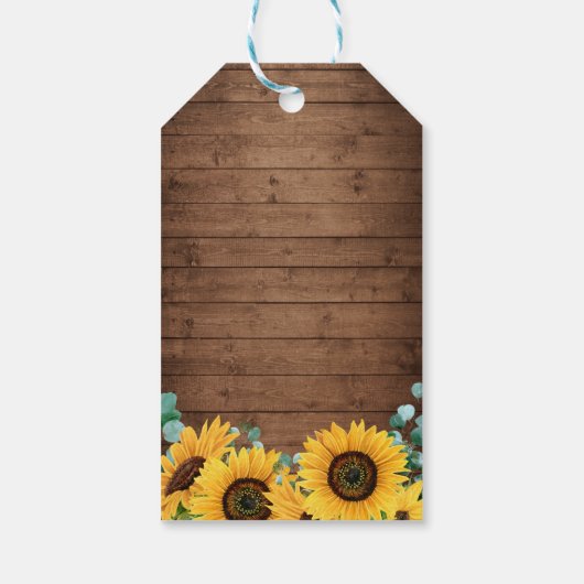 Rustieke Zonnebloemen String Lights Bruiloft Dank  Cadeaulabel (Achterkant)