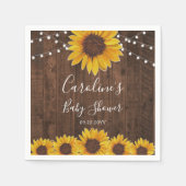 Rustieke Zonnebloemen String Lights Hout Baby show Servet (Voorkant)