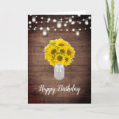 Rustieke Zonnebloemen String Lights Mason Jar Verj Kaart (Voorkant)