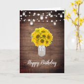 Rustieke Zonnebloemen String Lights Mason Jar Verj Kaart (Gele Bloem)