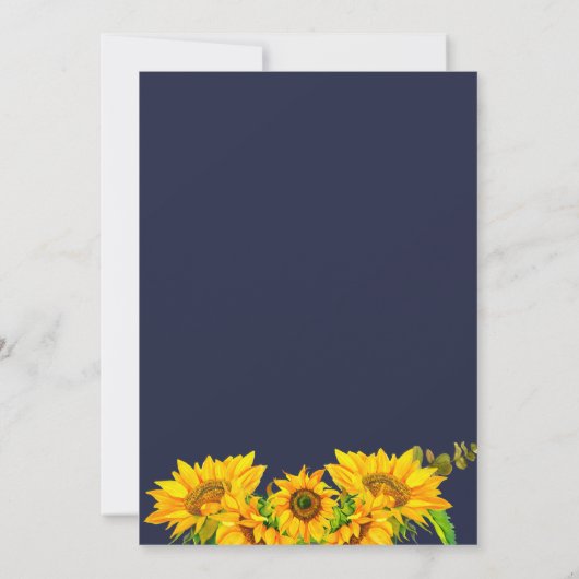 Rustieke Zonnebloemen String Lights Pompoen Navy B Kaart (Achterkant)