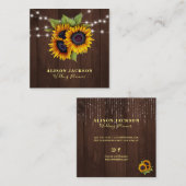 Rustieke Zonnebloemen String Lights Weddingplanner Vierkante Visitekaartje (Voorkant / Achterkant)