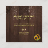 Rustieke Zonnebloemen String Lights Weddingplanner Vierkante Visitekaartje (Achterkant)