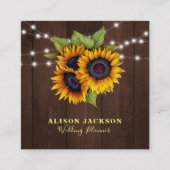 Rustieke Zonnebloemen String Lights Weddingplanner Vierkante Visitekaartje (Voorkant)