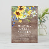 Rustieke Zonnebloemen Sweet Sixteen Verjaardagsfee Kaart (Staand voorkant)