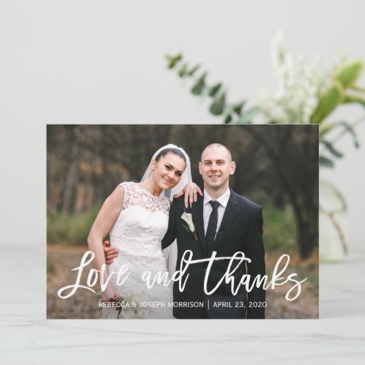 Rustieke zonnebloemen trouwfoto dank u bedankkaart (Staand voorkant)