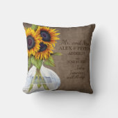 Rustieke Zonnebloemen Vaas Bruidsboeket Bruiloft D Kussen (Voorkant)