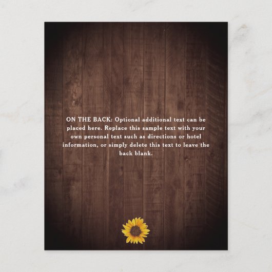 Rustieke zonnebloemen verrassing 40e verjaardag ui (Achterkant)