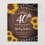 Rustieke zonnebloemen verrassing 40e verjaardag ui (Voorkant)