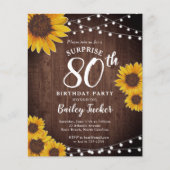Rustieke Zonnebloemen Verrassing 80ste Verjaardag  (Voorkant)